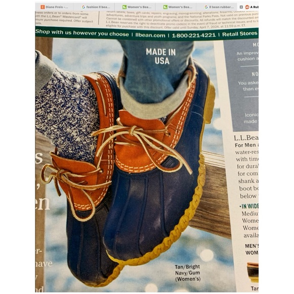 L.L. Bean Navy Duck Boots Leather Rubber Moc - Picture 2 of 16